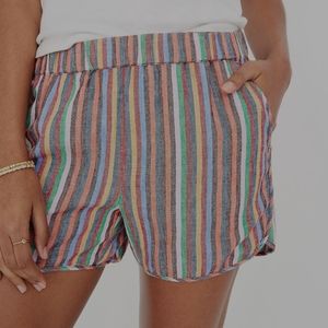 Madewell Pull-On Shorts in Rainbow Stripe XL
